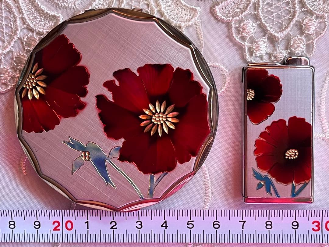 昭和レトロ　ヴィンテージ　コンパクト　ミラー　化粧鏡　ライター型香水スプレー