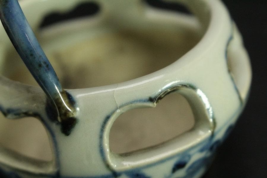 中国美術 青花 手付 器(HA512)