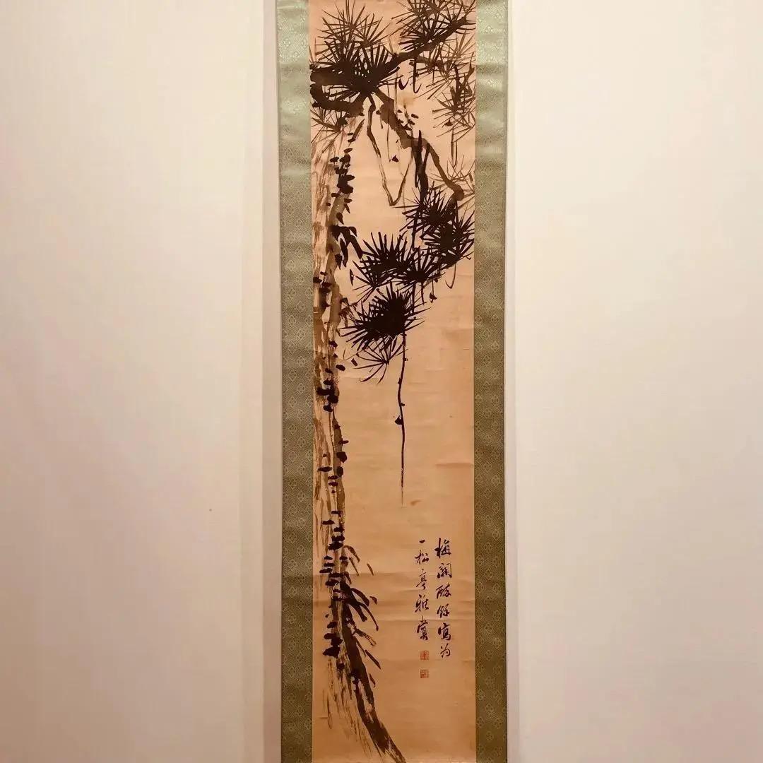 2201 菅井梅関 「松図」 肉筆 紙本 日本画 掛軸
