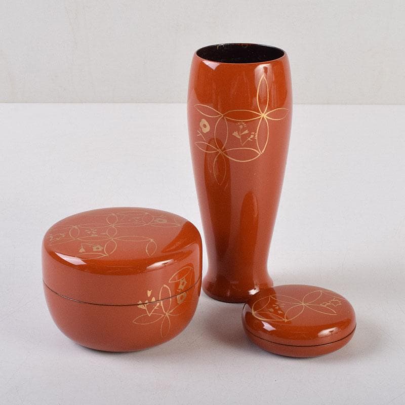 茶道具　鎌倉彫　利休茶箱　織部焼　茶碗　巾筒など　九点　一式　M　R9299