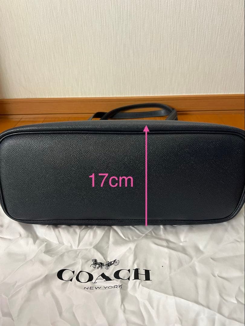 COACH ネイビーブルー レザー トートバッグ