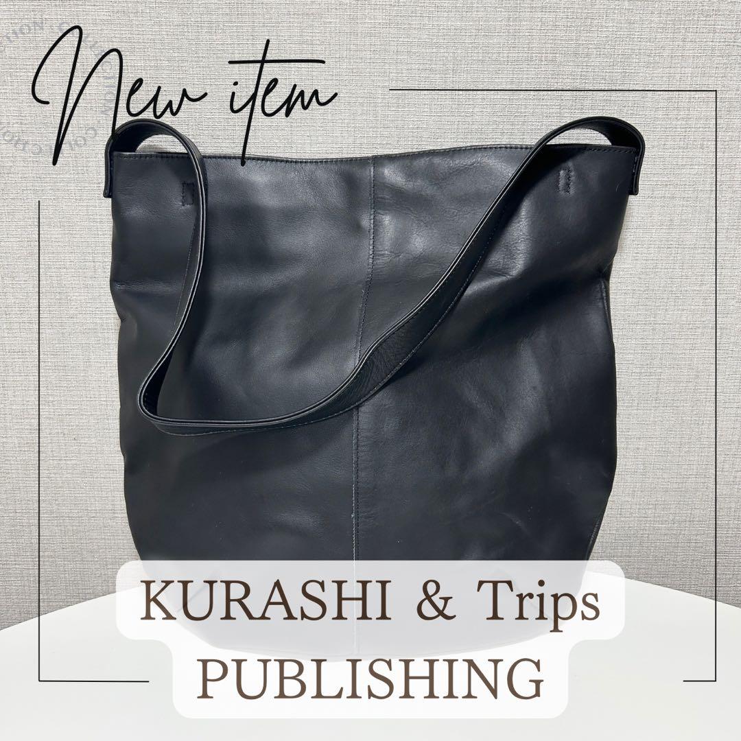 KURASHI&Trips本革トート黒A4可軽量肩掛け36cm美品人気定番