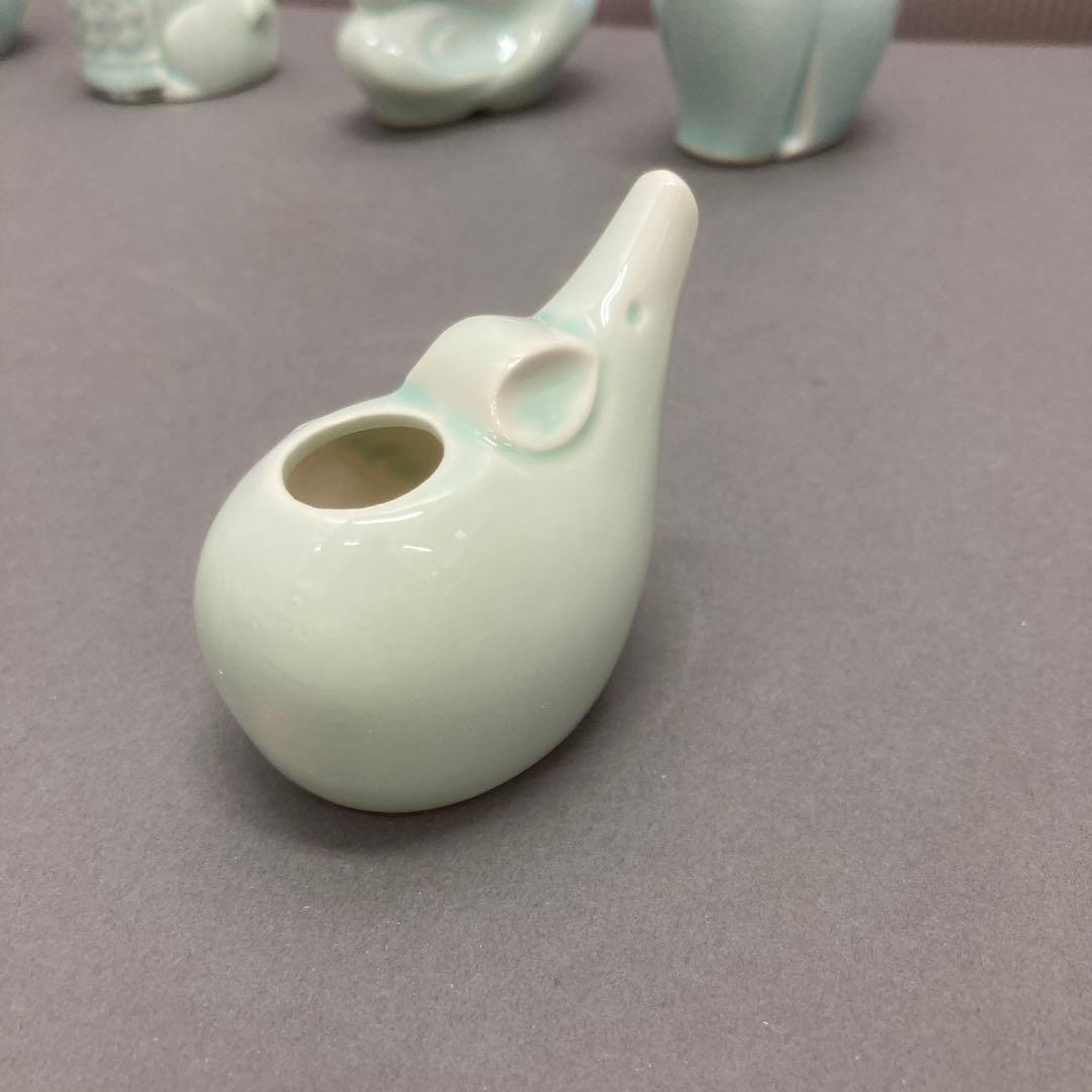 骨董品　青磁　干支　爪楊枝入れ　S128ET