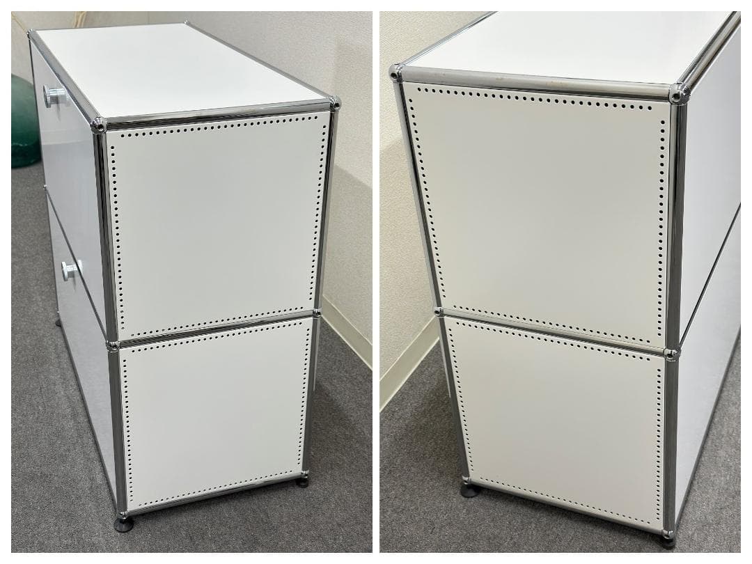 ■USMハラー■キャビネット　1列2段　白　鍵なし　オフィス　リビング　収納