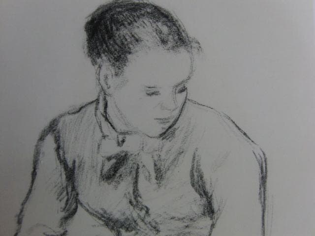 カミーユ・ピサロ【座る農家の少女】、希少な画集画、新品高級額