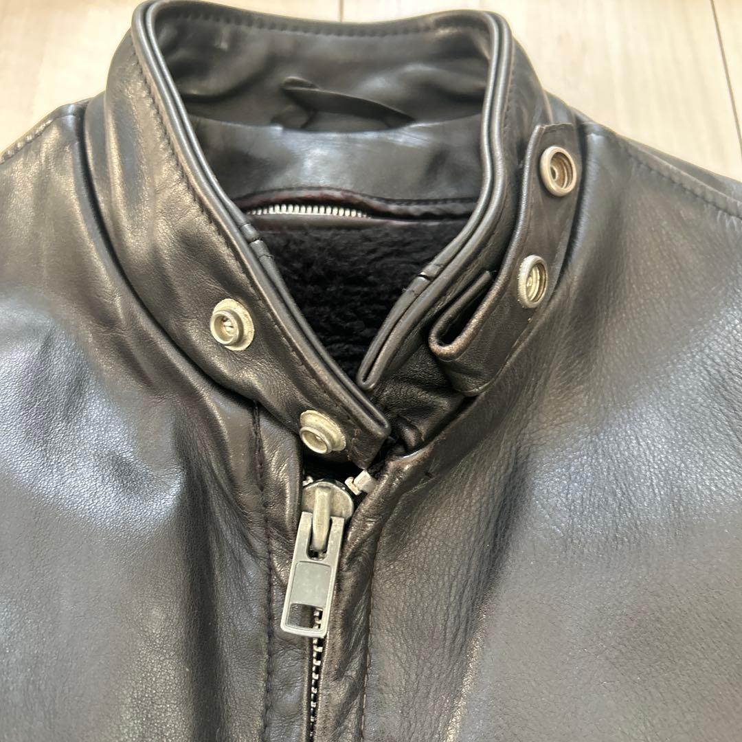 Schott シングルライダース 黒 レザー　36 ライナー、ハンガー付141