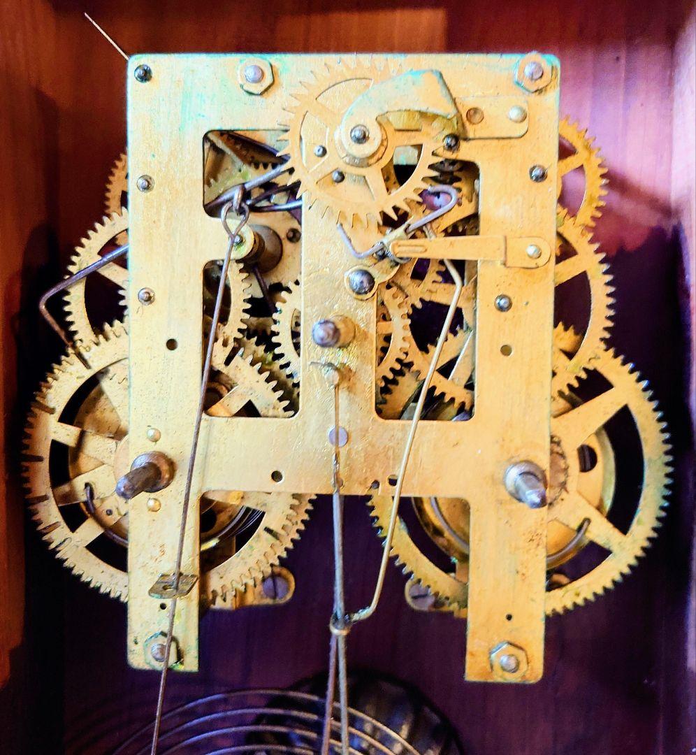 〈完動・美品〉今津菊次郎時計店　小さな角型変形ゼンマイ振り子時計 古時計