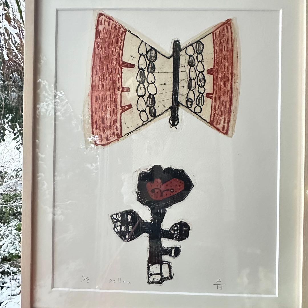 2120様感謝‼️花に蝶‼️アンドー・ヒロミ「POLLEN」限定銅版画署名