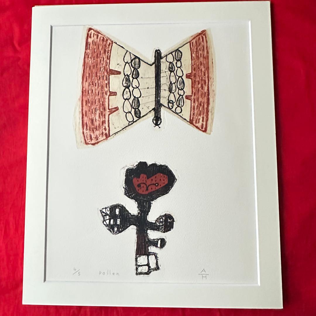 2120様感謝‼️花に蝶‼️アンドー・ヒロミ「POLLEN」限定銅版画署名