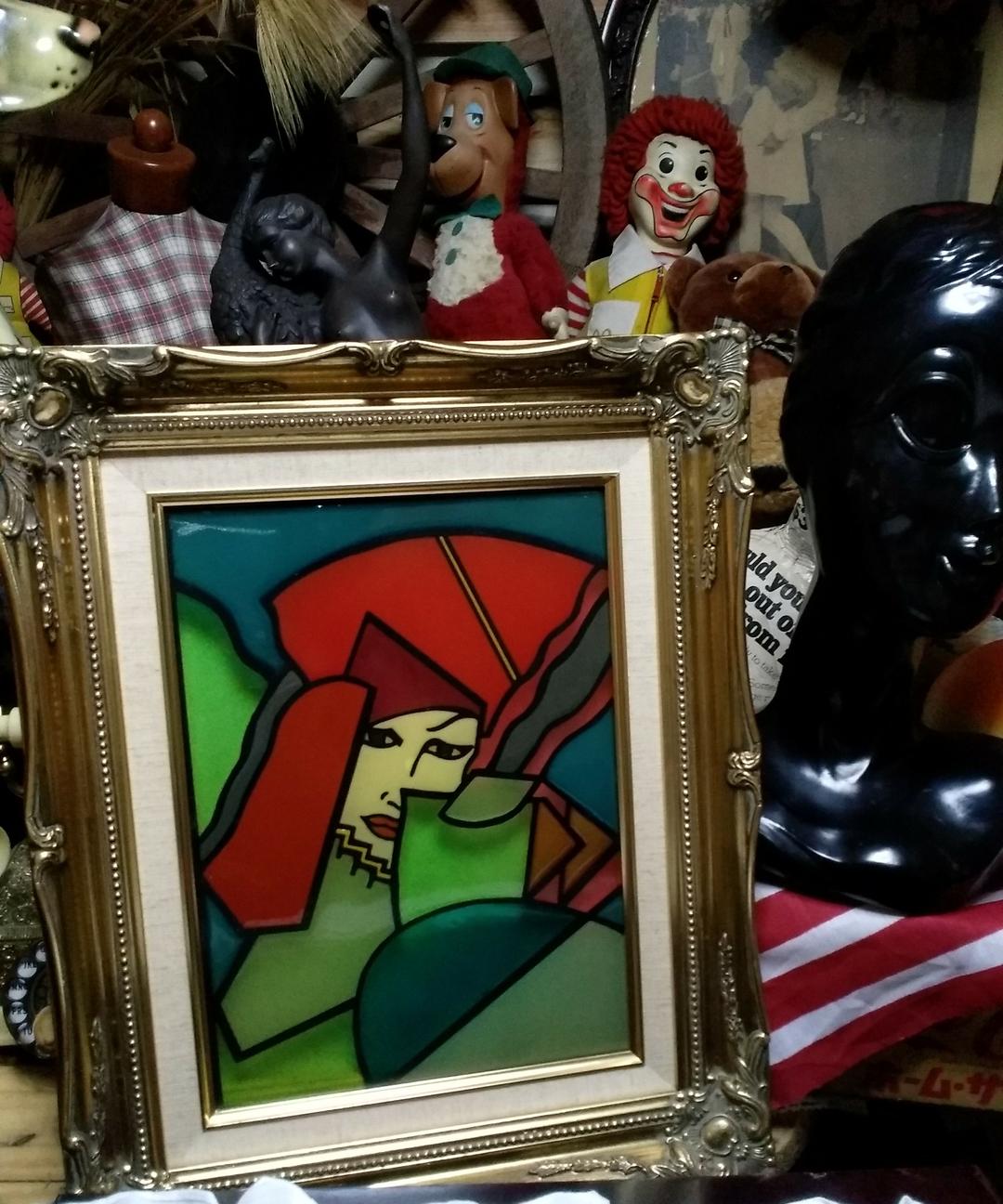 レトロモダンチックステンドグラス額縁飾り絵