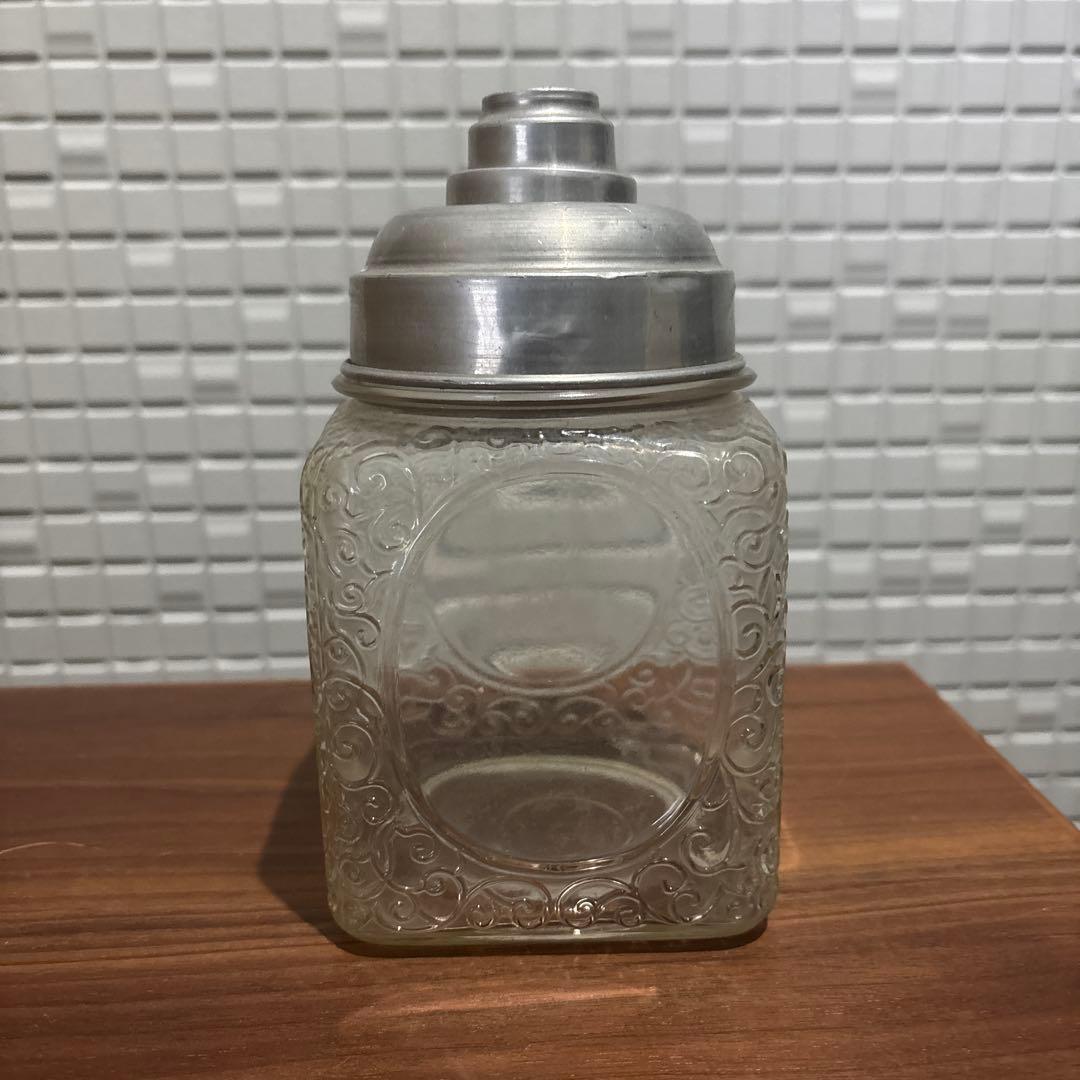 唐草文様 あめや瓶 菓子瓶 アルミ蓋 レア レトロ