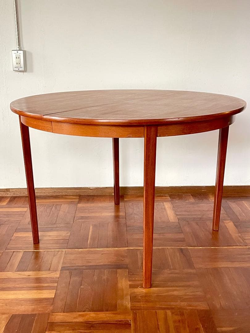 北欧 デンマーク ヴィンテージ チーク エクステンション ラウンド テーブル