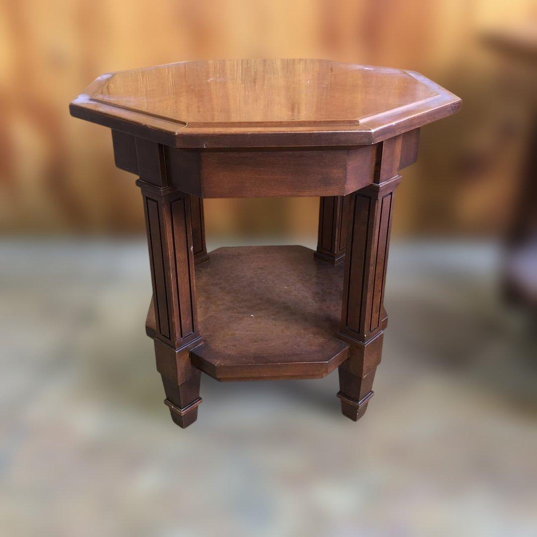 八角形の木製テーブル　アンティークテーブル　サイドテーブル　ミニテーブル