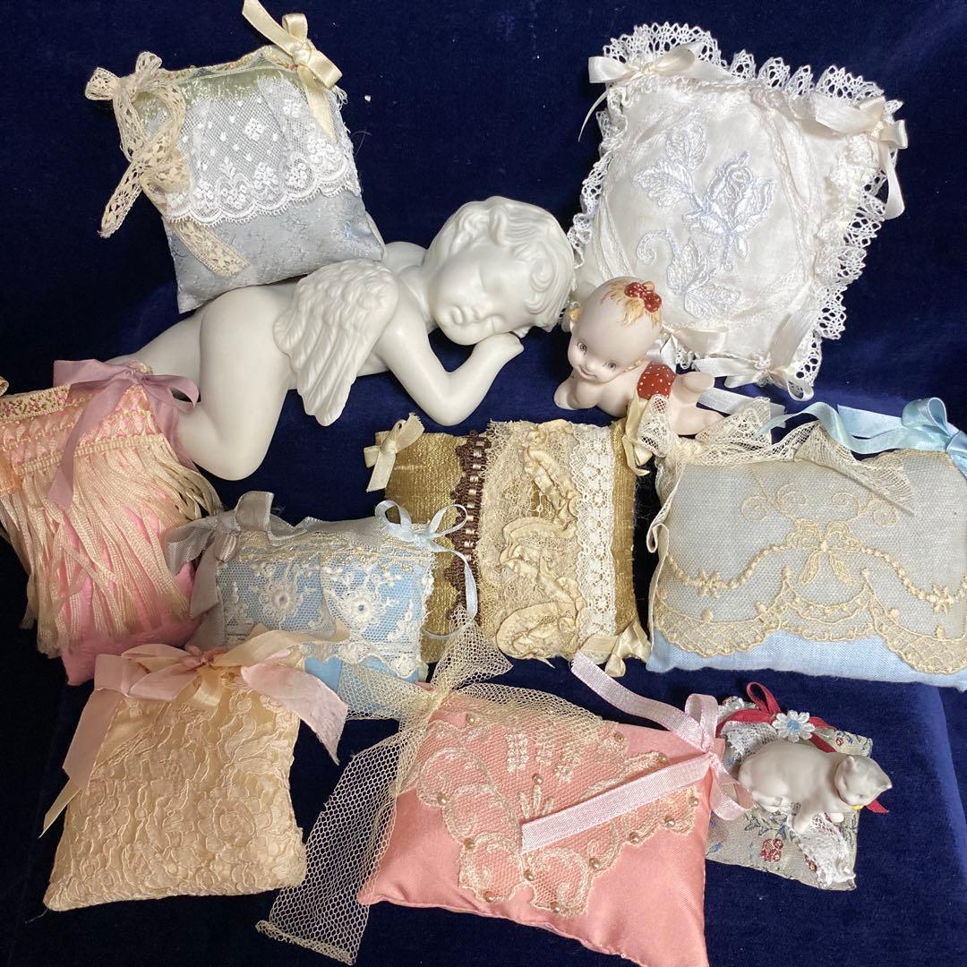 アンティークミニクッション8個グーグリベビー猫のタマちゃん