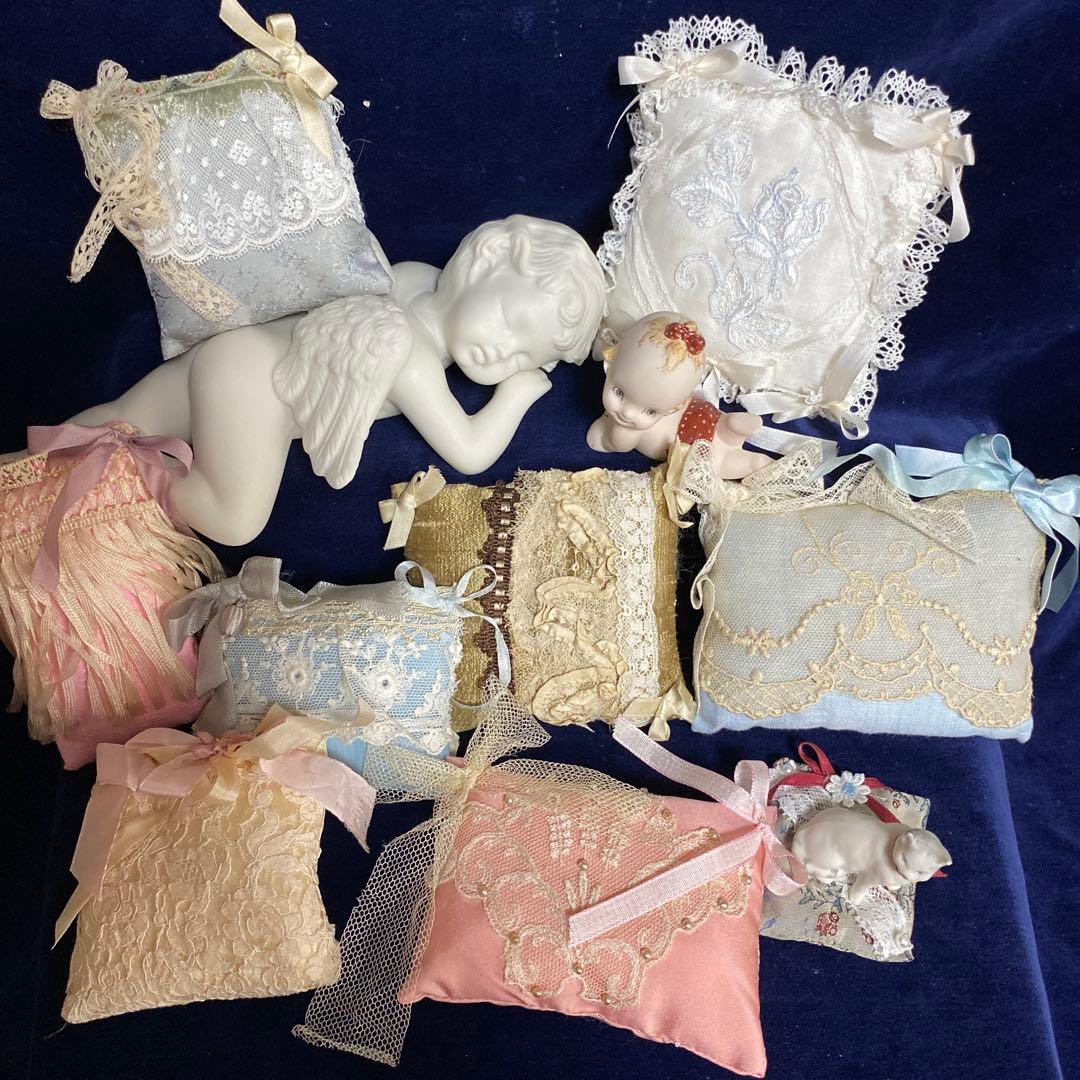 アンティークミニクッション8個グーグリベビー猫のタマちゃん