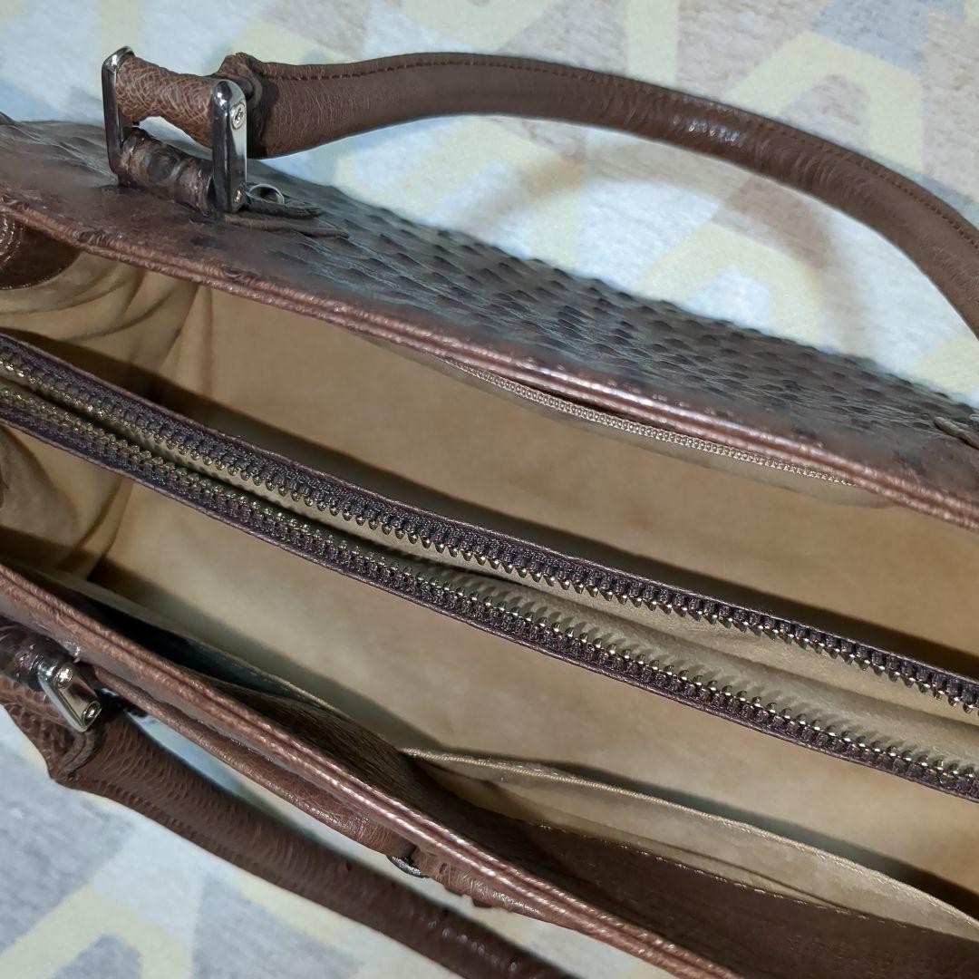 オーストリッチ　ハンドバッグ　ブラウン　JＲA　日本製