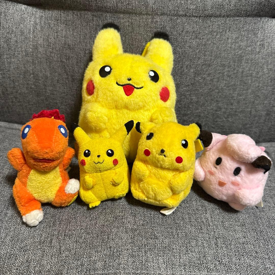 希少　TOMY ポケモン♡ピカチュウ　ヒトカゲ　ピッピぬいぐるみ合計5匹　レトロ