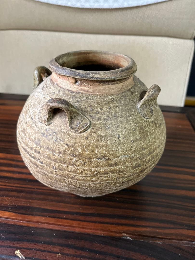 古陶器　骨董　茶壺 花瓶　四つ耳 アンティーク壺　骨董壺