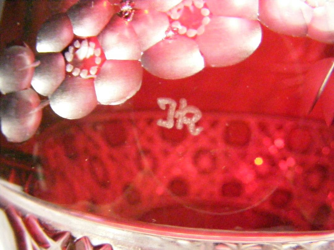 【Meissen】マイセン　クリスタル　赤フラワーベース　花瓶　★難あり！