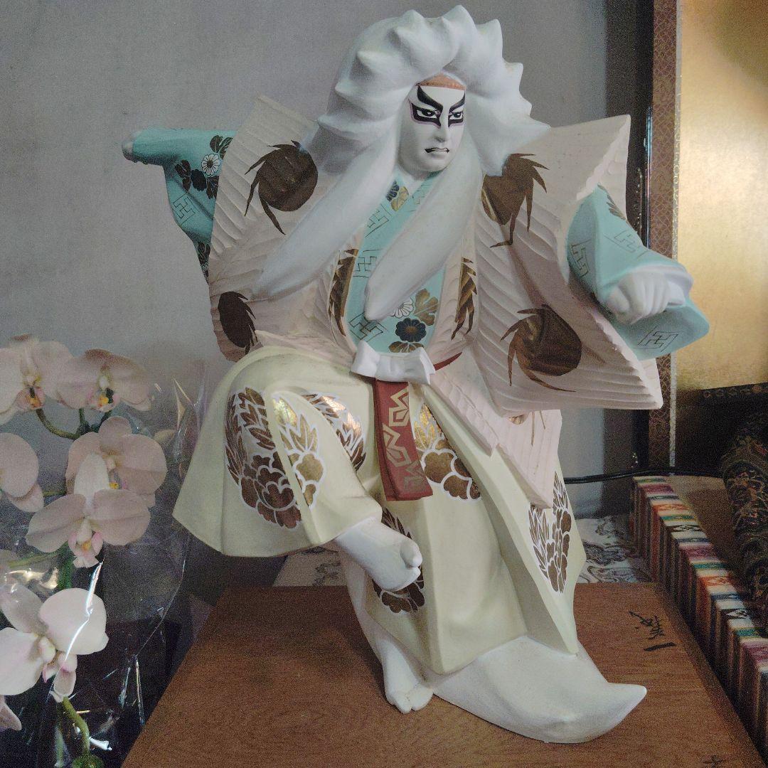 伝統的博多人形歌舞伎鏡舞一義作約30cm