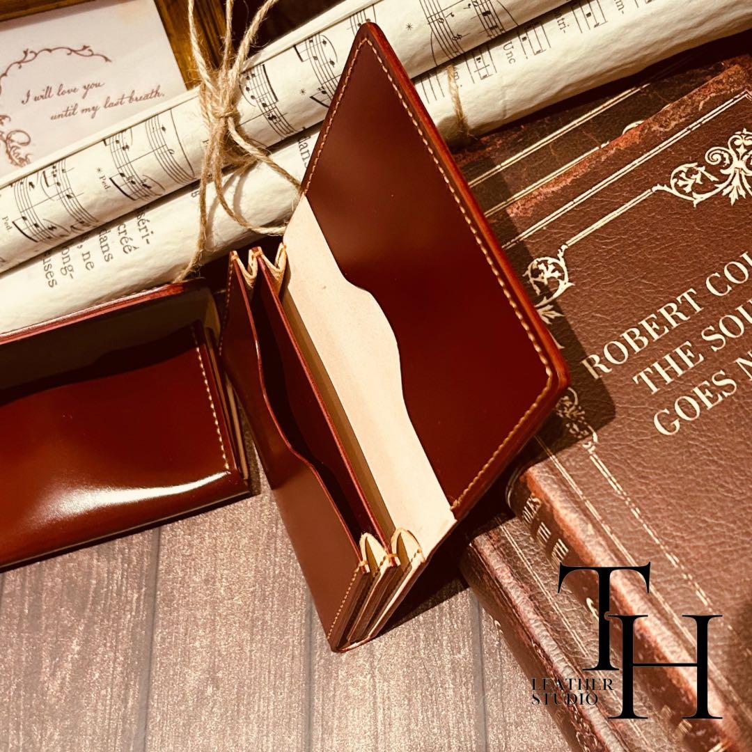 コードバン　名刺入れ　新喜皮革　バーガンディ　3個セット