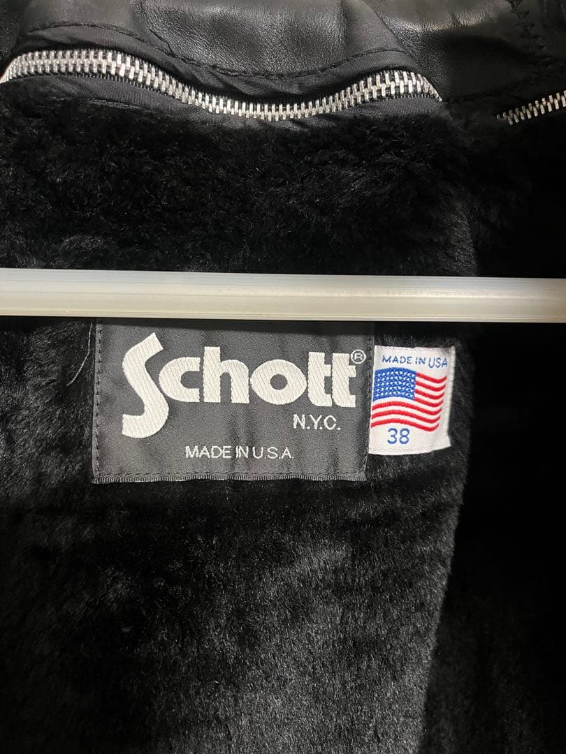 Schott ブラック レザー シングルライダース 38