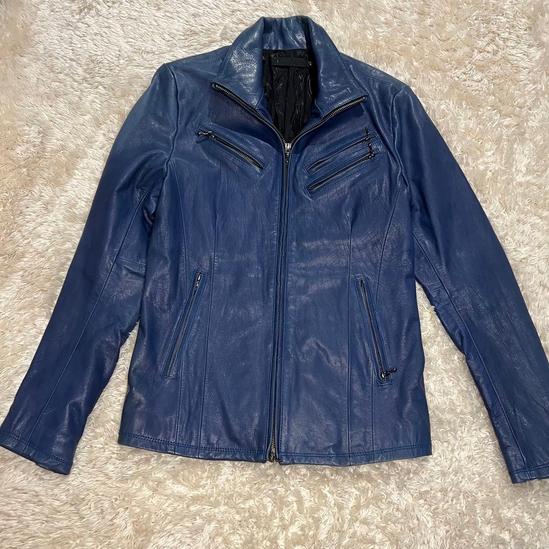 FUGA シングル ライダース ジャケット ジップ Y2K 総柄 ハイネック