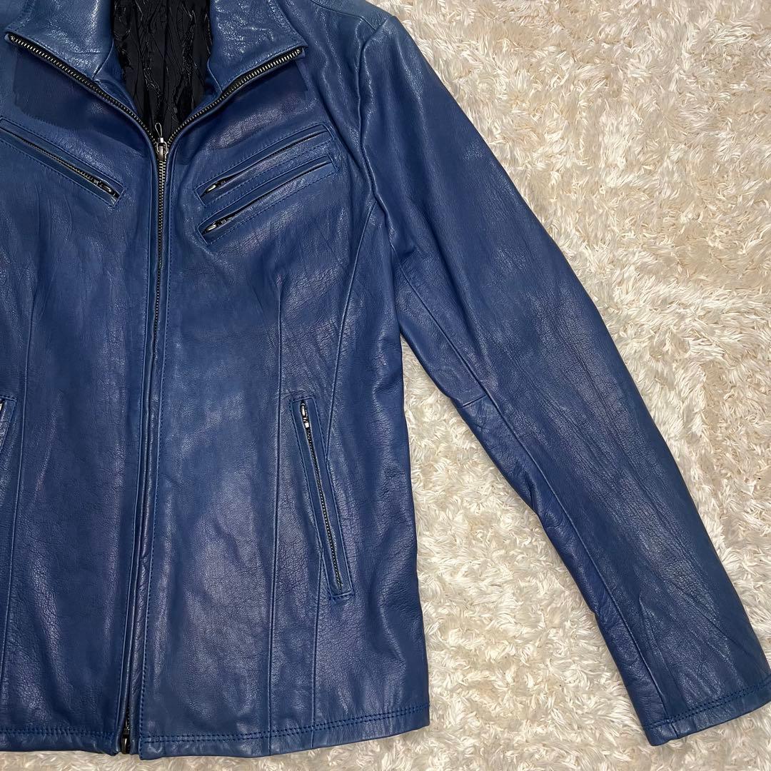 FUGA シングル ライダース ジャケット ジップ Y2K 総柄 ハイネック