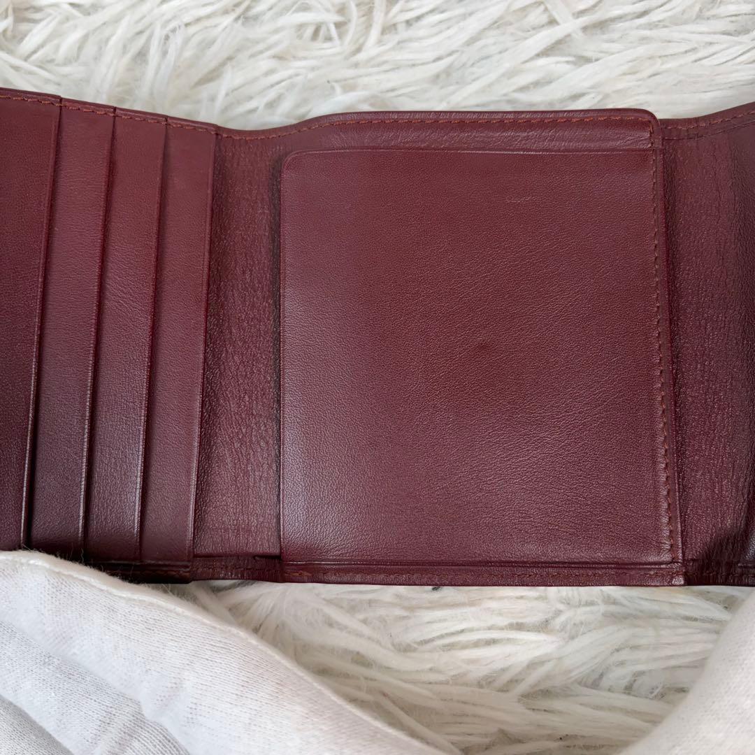 新品未使用/付属品完備✨Cartier 三つ折り財布 がま口 金具 ボルドー