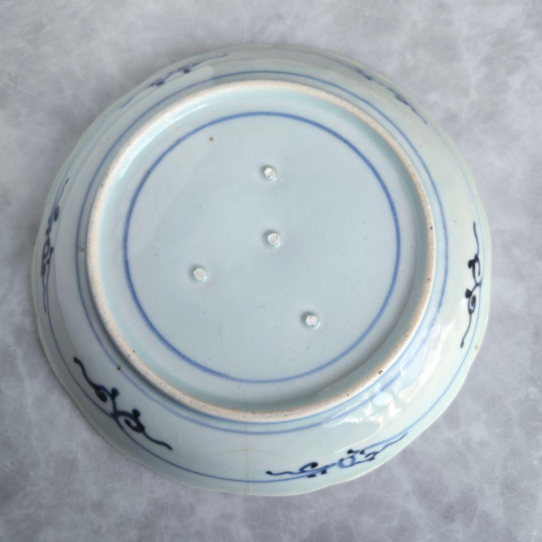 古伊万里　染付　六寸皿　江戸時代　骨董　アンティーク　金継ぎ　有田焼　九谷焼