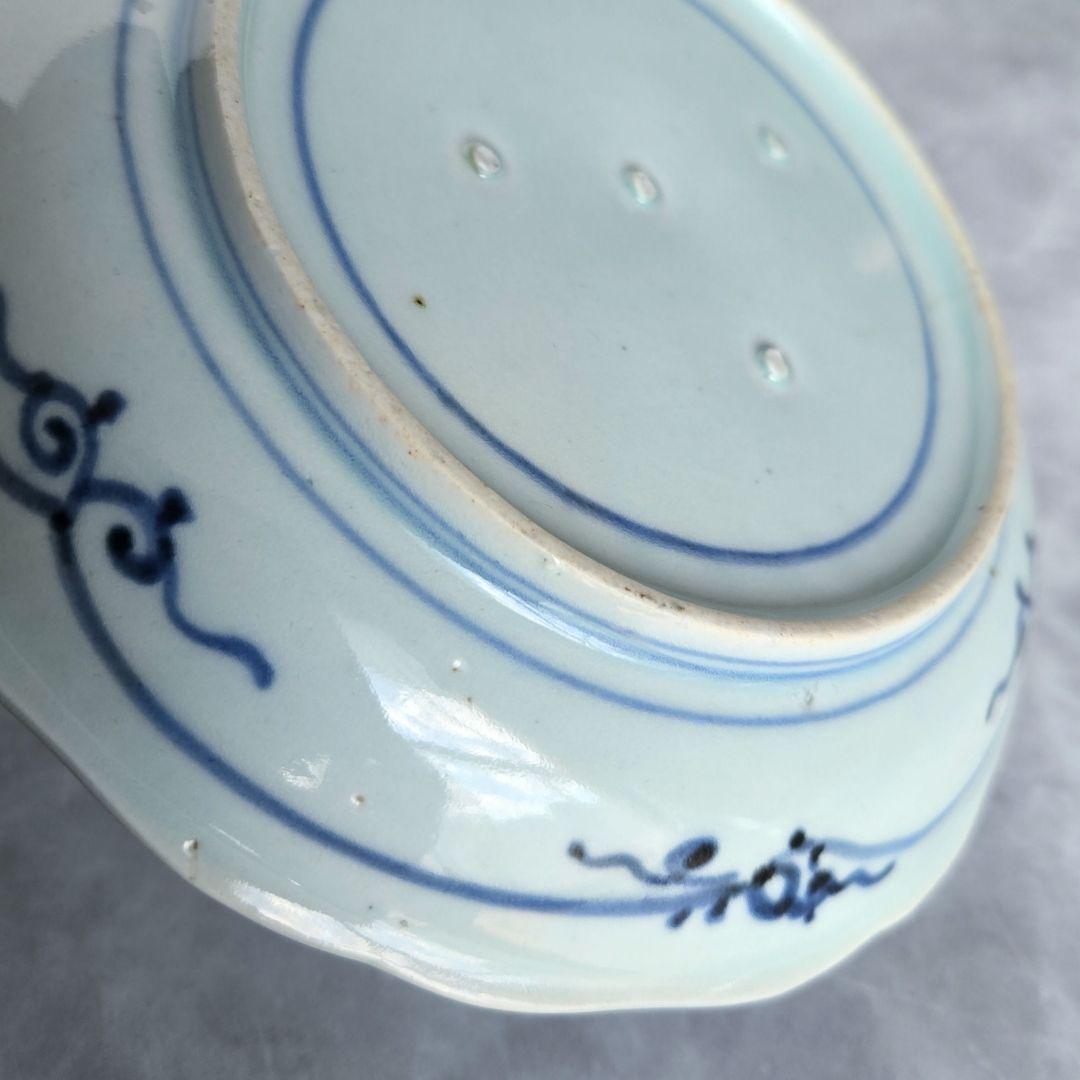 古伊万里　染付　六寸皿　江戸時代　骨董　アンティーク　金継ぎ　有田焼　九谷焼