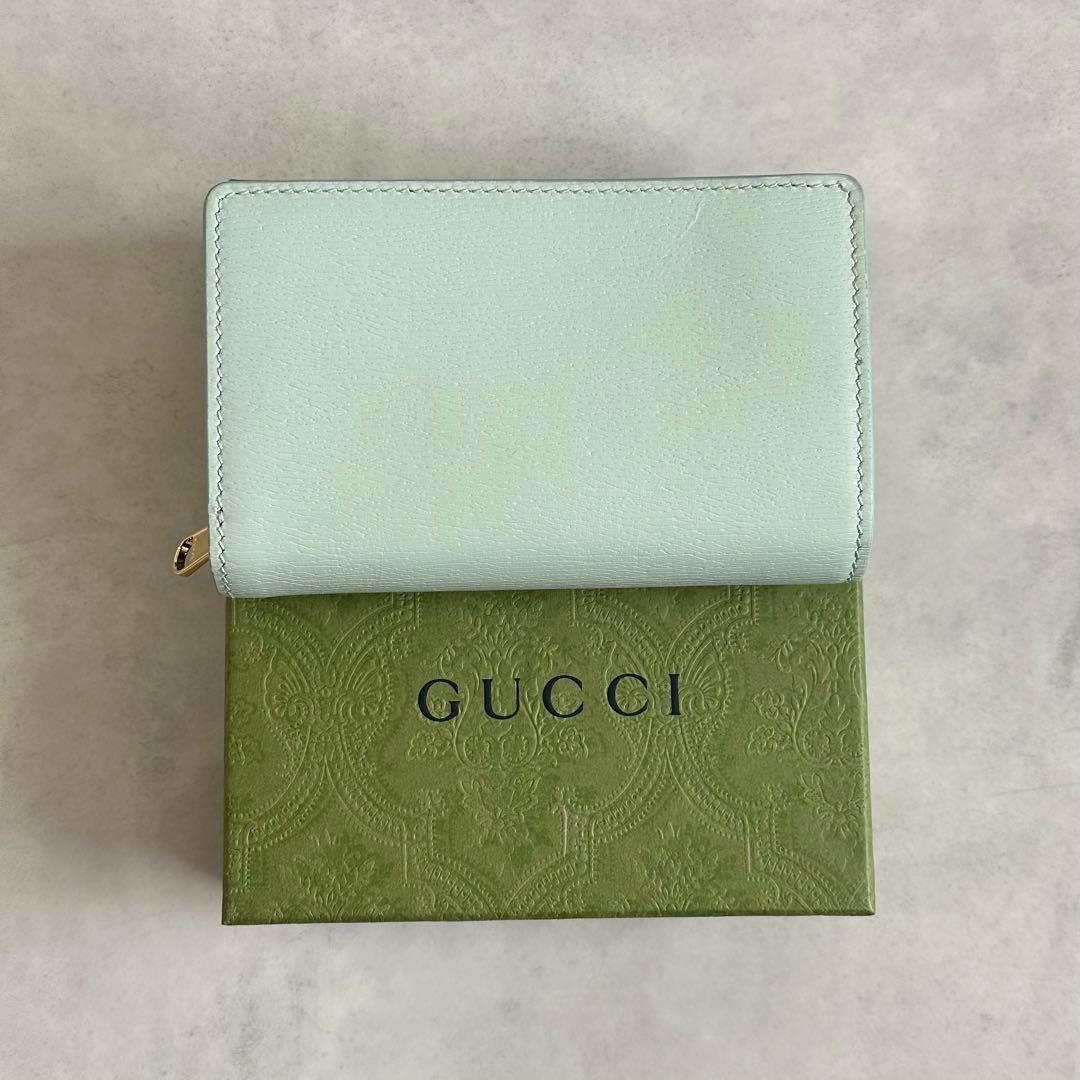 【新品未使用】GUCCI 財布 セラドングリーン×ピンク　折り財布