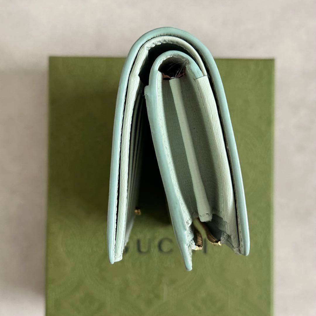 【新品未使用】GUCCI 財布 セラドングリーン×ピンク　折り財布
