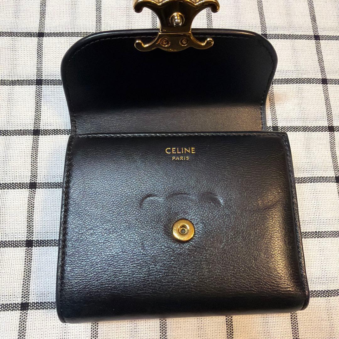 CELINE ブラックレザー 三つ折り財布