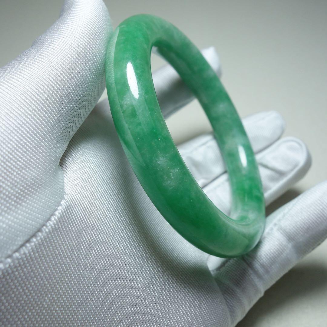 C1A015　翡翠　満緑　バングル　天然石　時代物風