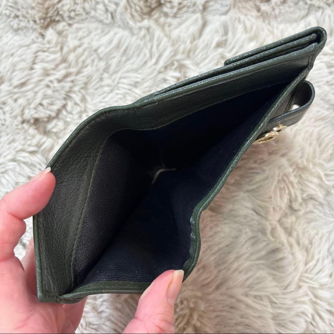 BVLGARI ブルガリ ダークグリーン レザー 二つ折り財布