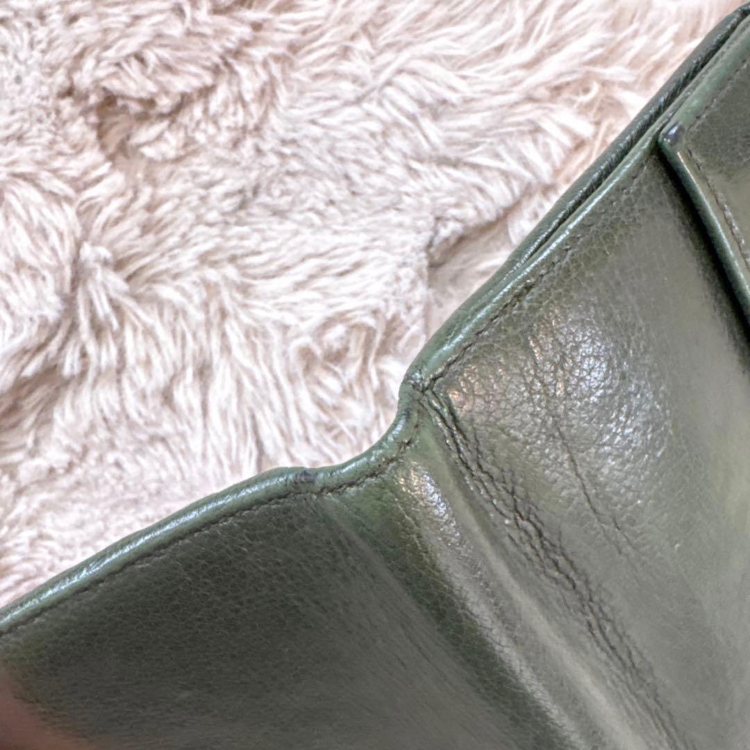 BVLGARI ブルガリ ダークグリーン レザー 二つ折り財布