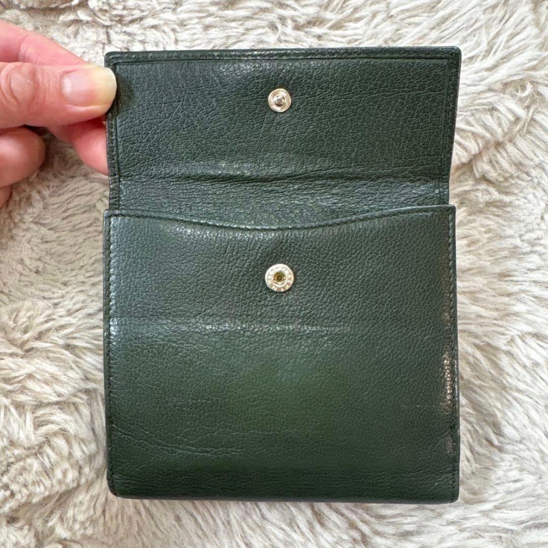 BVLGARI ブルガリ ダークグリーン レザー 二つ折り財布