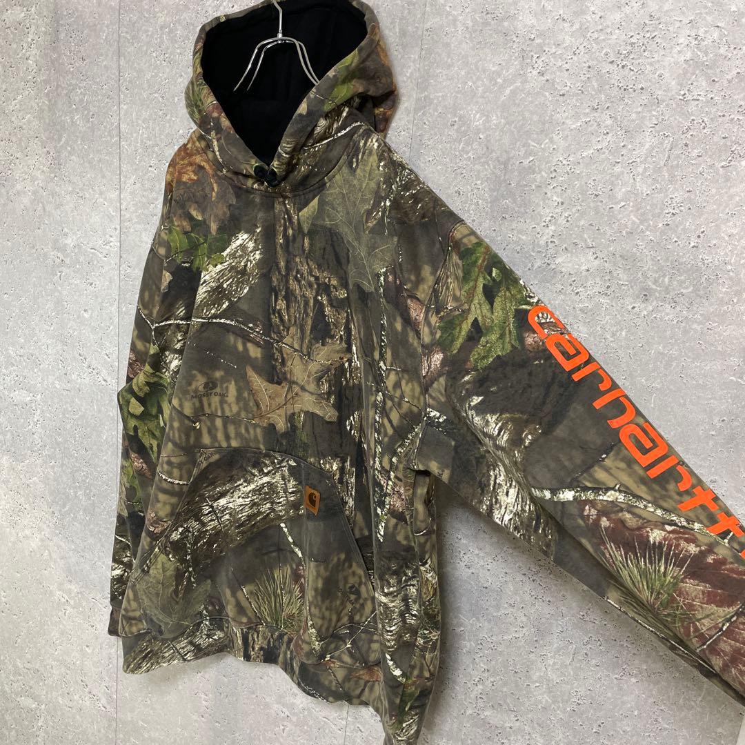 カーハート　リアルツリー　迷彩　スウェットパーカー　サイドプリント　2XL
