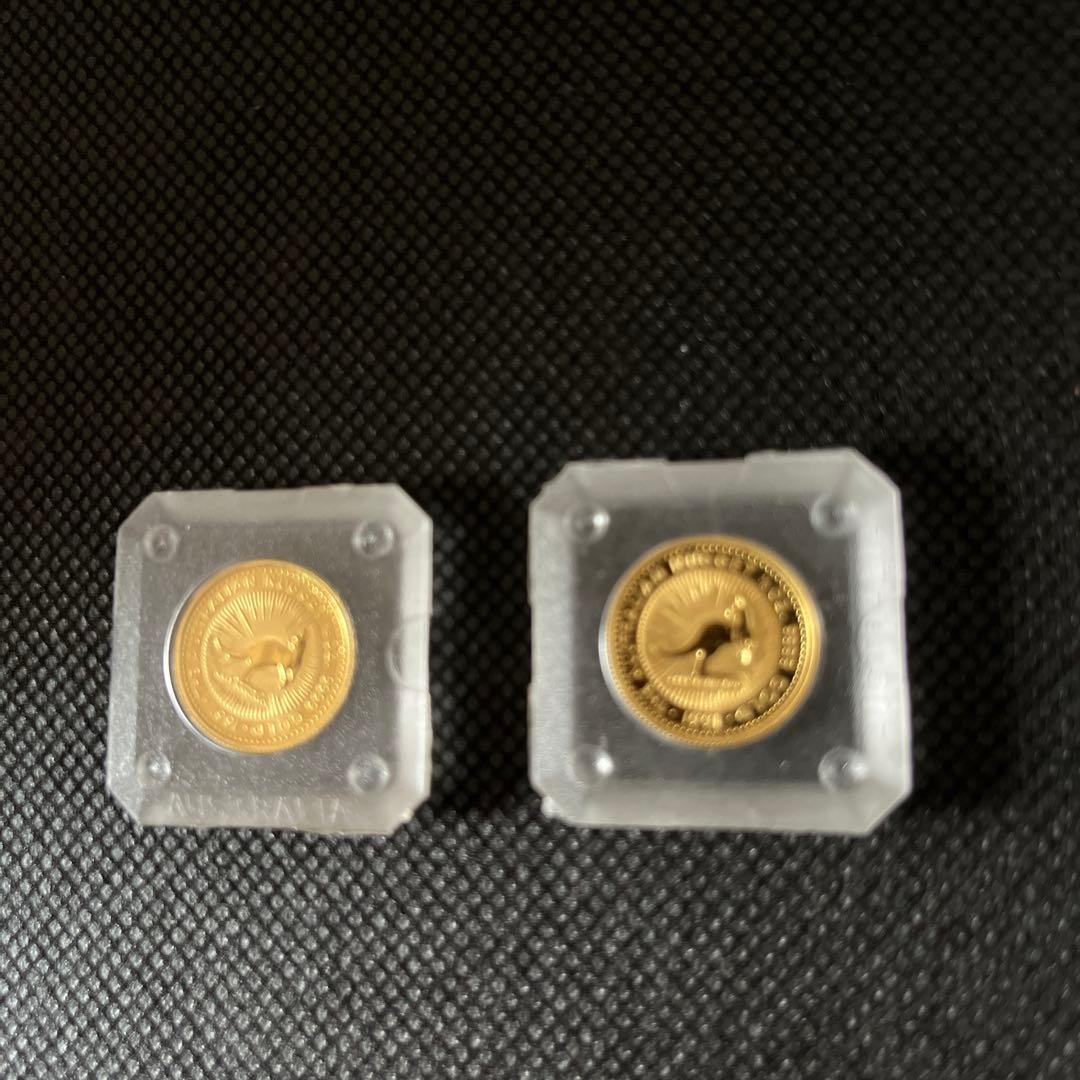バ*ー様 1991オーストラリア金貨1/10オンス　2枚セット　カンガルー　エリ