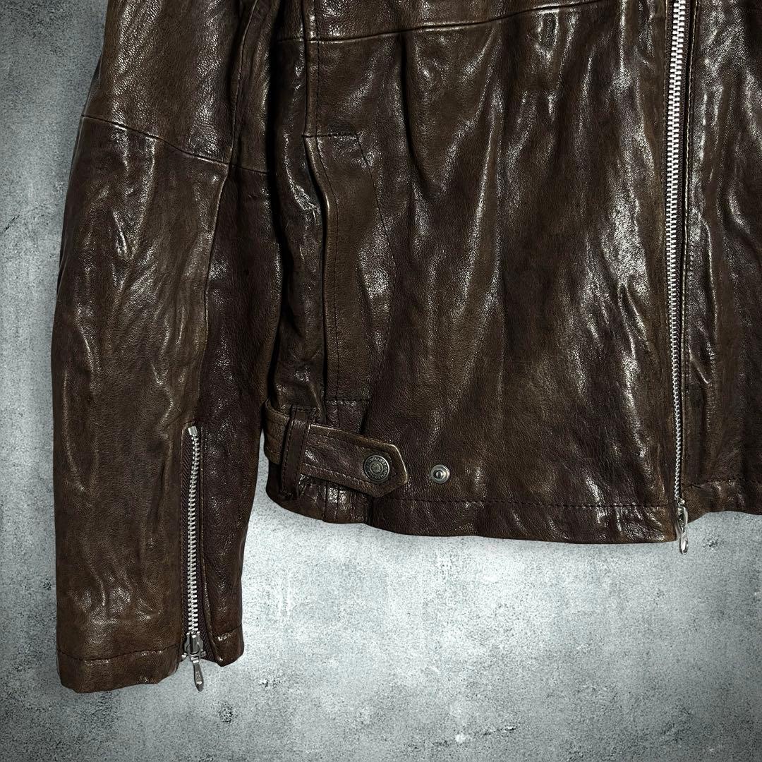 トルネードマート ラムレザー シングルライダースジャケット L
