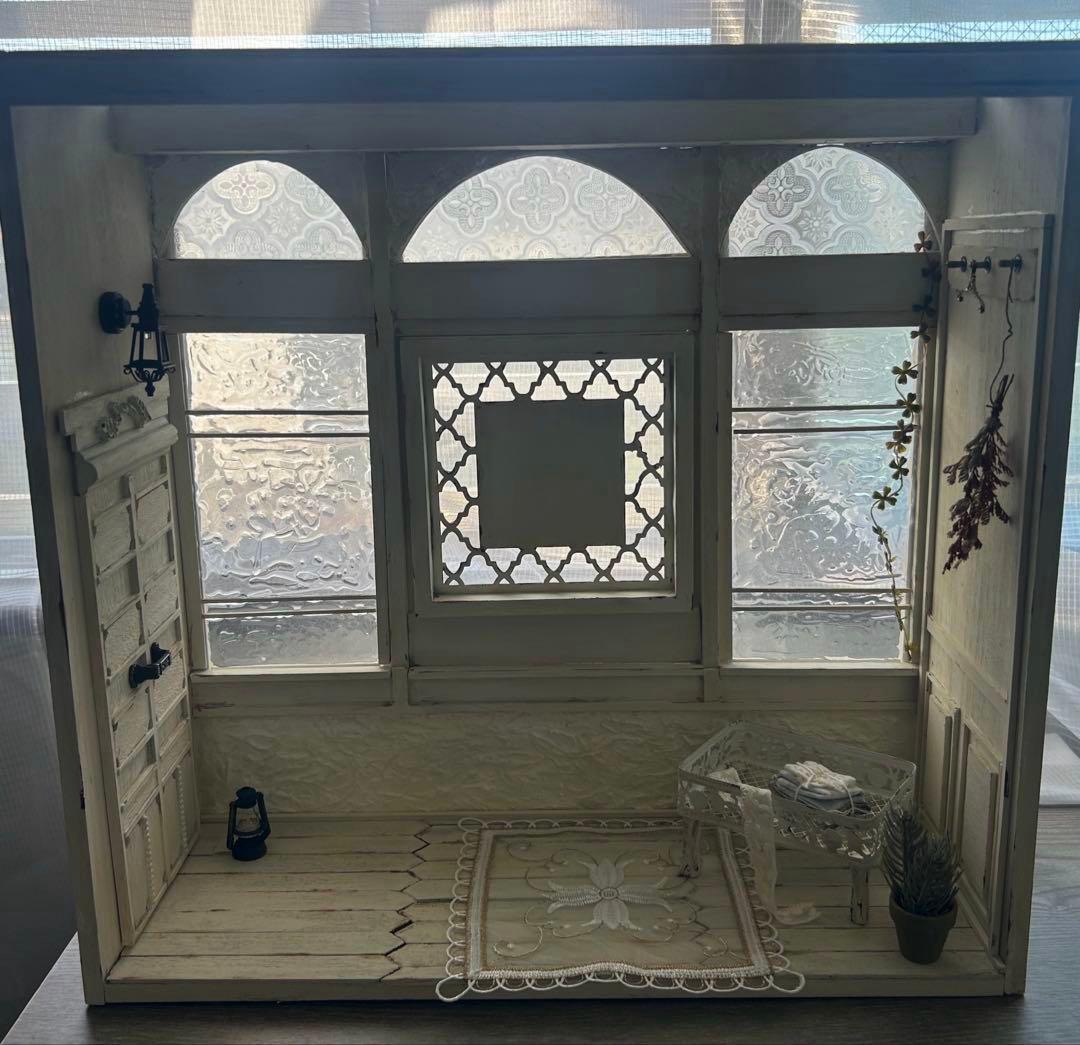 木製ドールハウス・背景ボード・ミニチュアハウス・ハンドメイド☆1/6