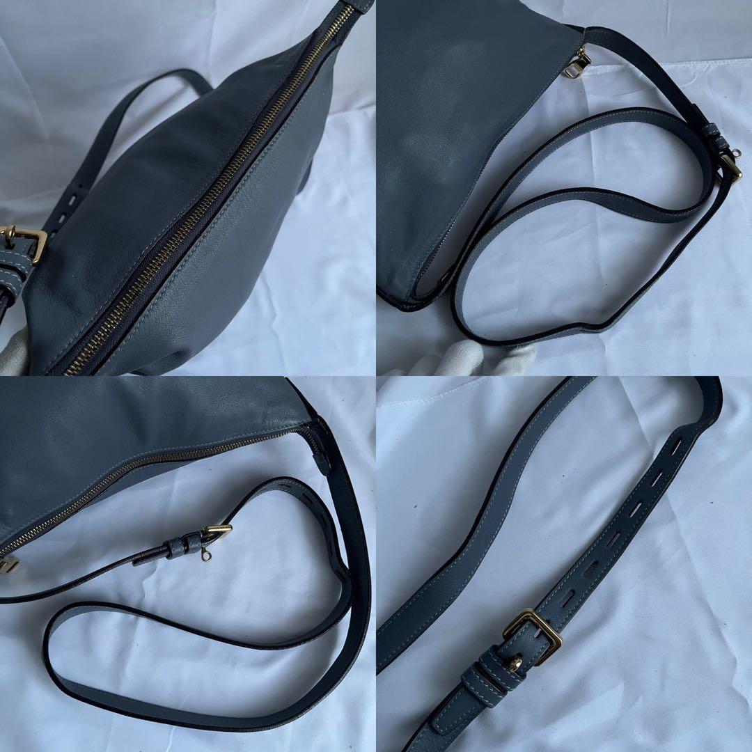 ✨極美品✨　LOEWE アナグラム　ショルダーバッグ　ブルーグレー　レザー