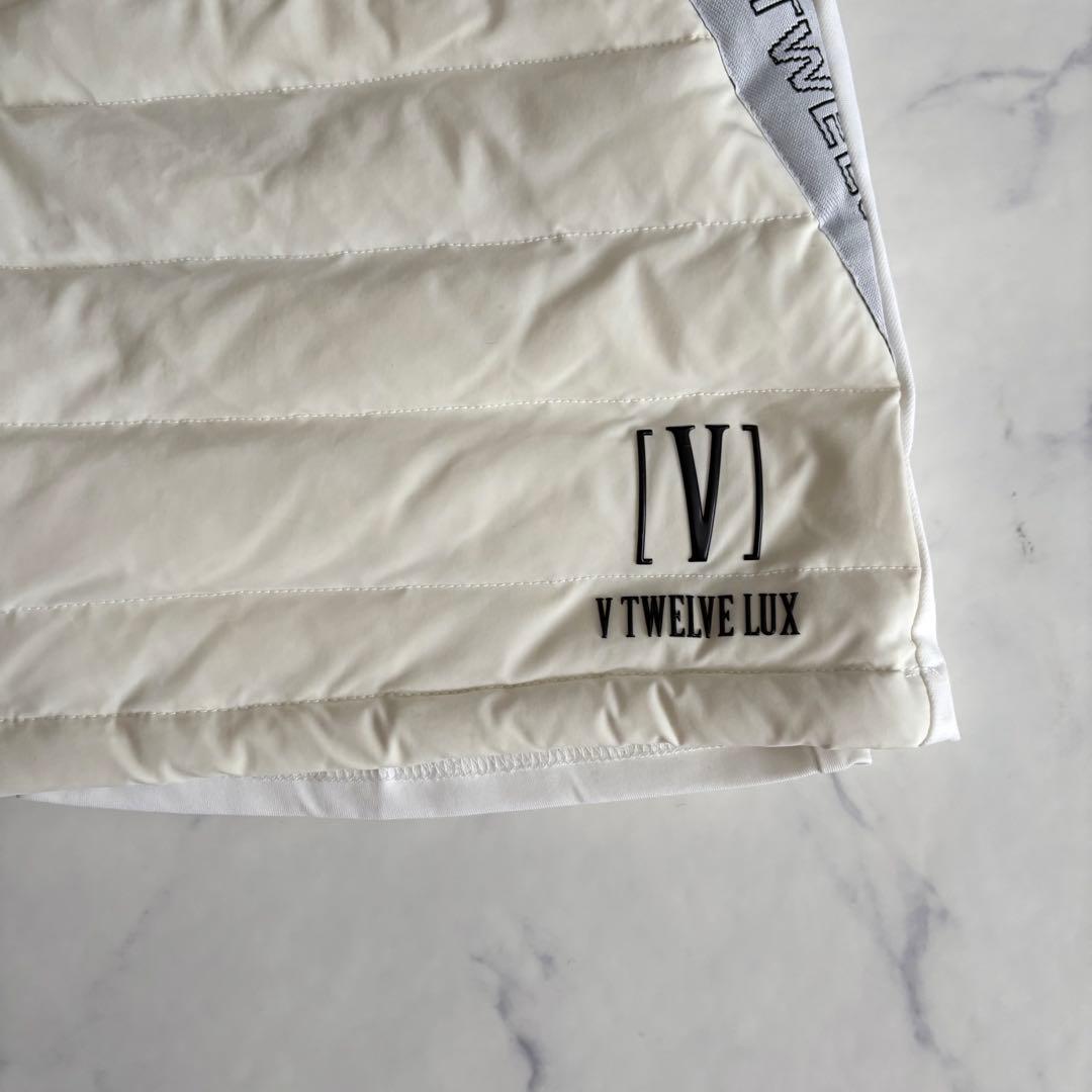 V12 LUX 中綿 23AW ダウン スカート 白 ゴルフ 防寒 ロゴ