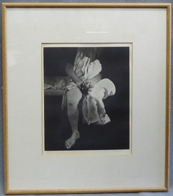 齋藤カオル「「風（その足もとに）」」 メゾチント（銅版画）作品