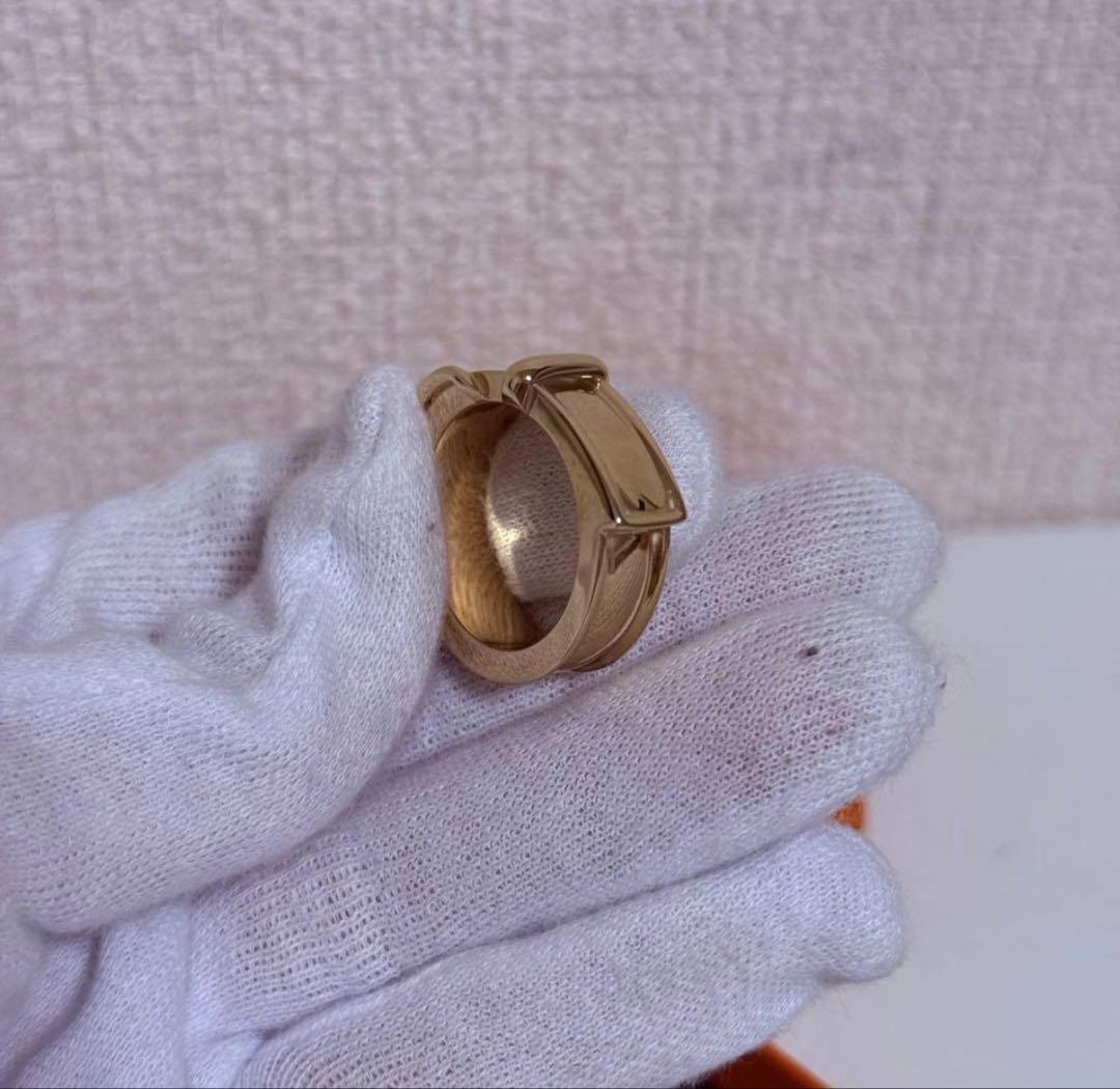 美品　HERMES エルメス スカーフリング　ゴールド