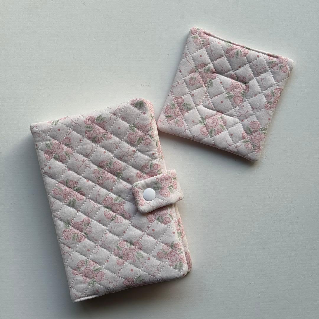 バインダーカバー　ピンク　花柄　A6 ティーコースター　韓国