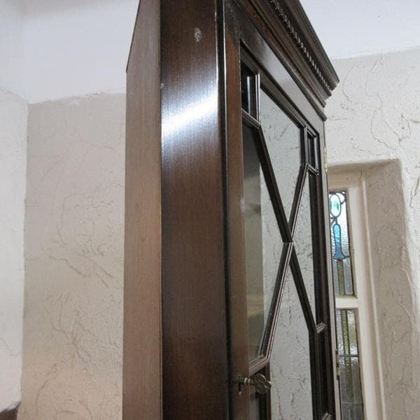 イギリス アンティーク 家具 コーナーキャビネット 飾り棚 店舗什器 6021e