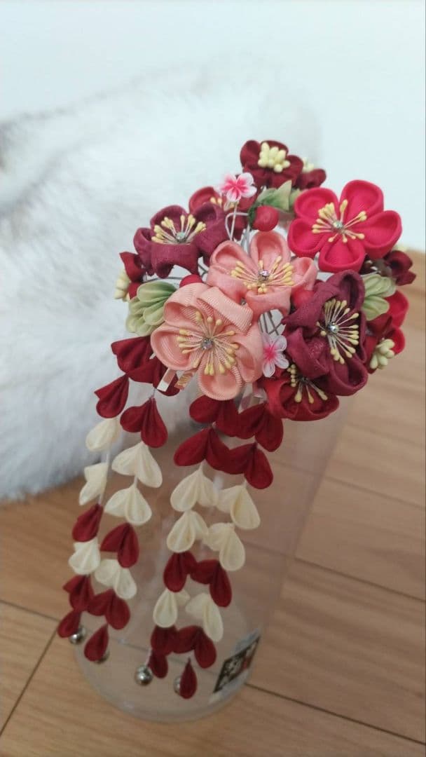 振袖フルセット　成人式前撮り卒業式　紺色桜菊牡丹鞠古典柄　振袖一式　正絹