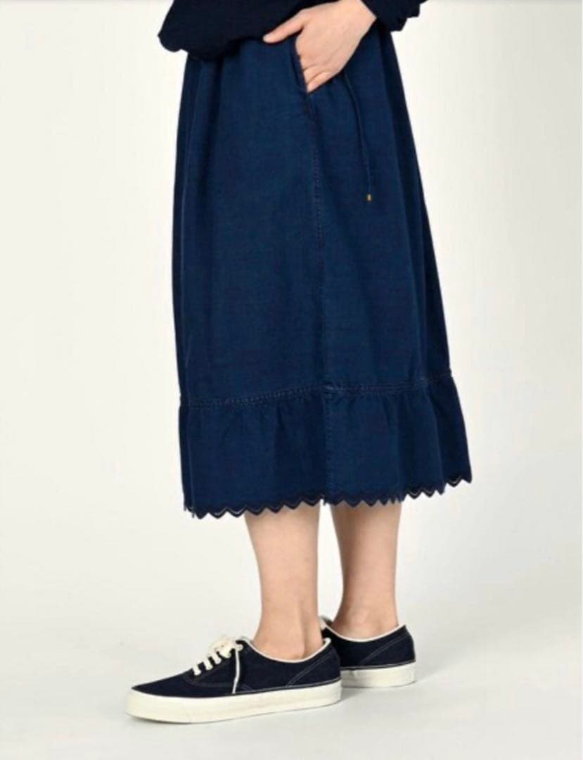 45R 平×ガーゼ二重織りのペチスカート　インディゴ重